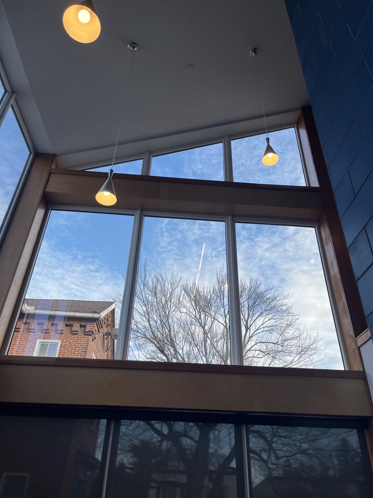 Bird Divert Clear UV pattern viewed from inside the building — preserves outward view